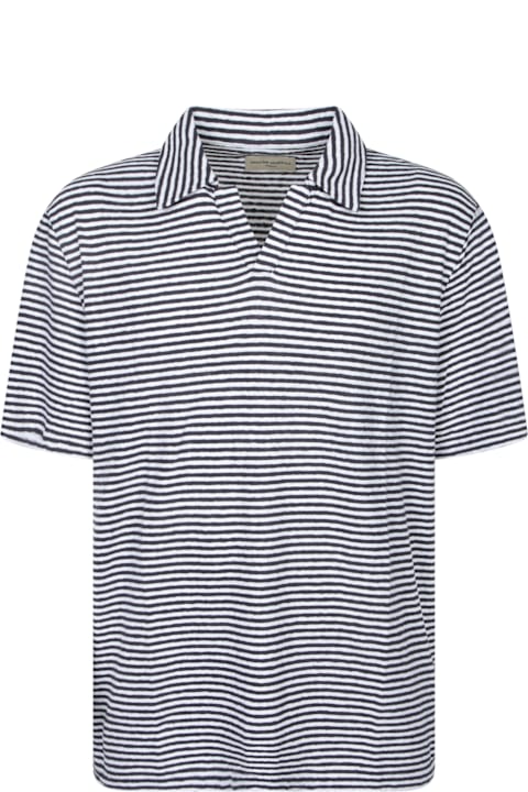 Officine Générale Clothing for Men Officine Générale Blue And White Striped Polo Shirt