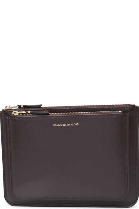 Wallets for Women Comme des Garçons Wallet Flat Bag In Brown Leather