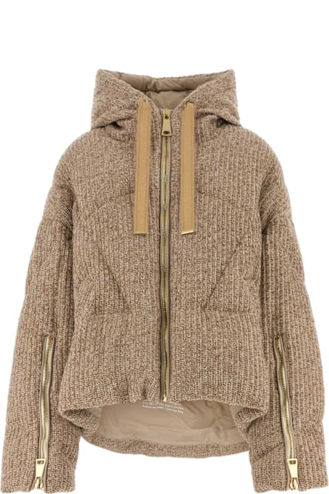 Khrisjoy Clothing for Women Khrisjoy Melange Beige Wool Blend Down Jacket