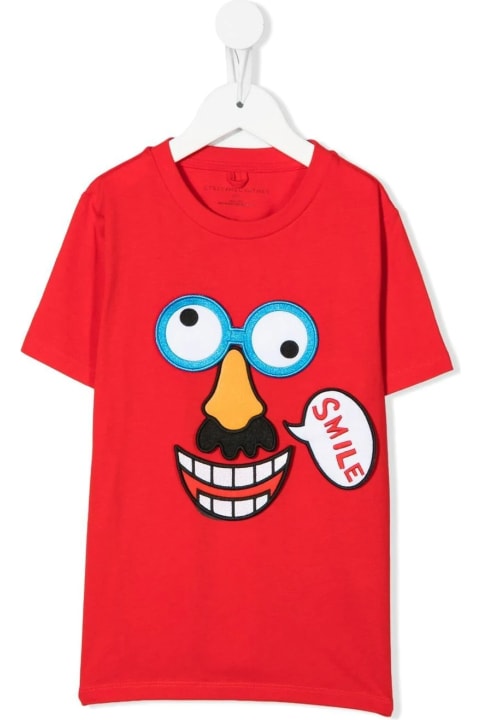 Kids Red T-shirt With Graphic Print And Details To Apply