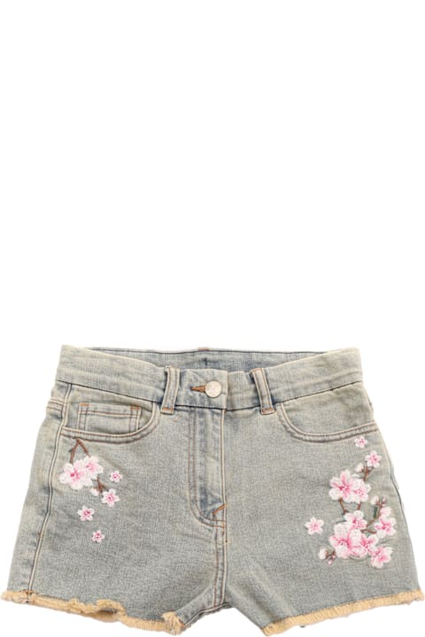 Homeware Monnalisa Peach Blossom Printed Denim Shorts
