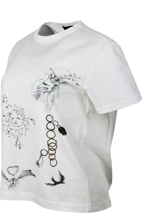 Fabiana Filippi for Women Fabiana Filippi Oversized Short-sleeved Crew-neck T-shirt In Fine Cotton Jersey With Chain Print