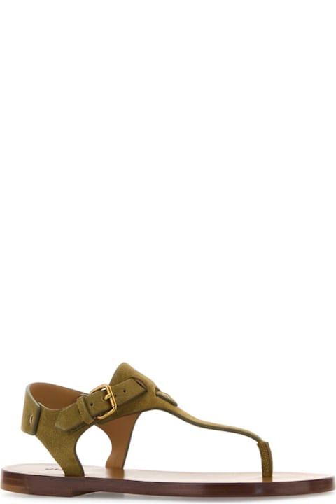 Isabel Marant for Women Isabel Marant Army Green Suede Thong Sandals