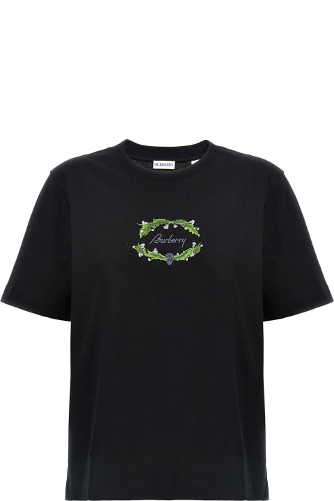 ملابس علوية لـ السيدات Burberry Logo Embroidery T-shirt