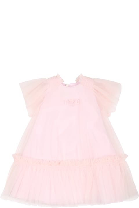 Fashion for Men Fendi Pink Dress For Baby Girl With Logo