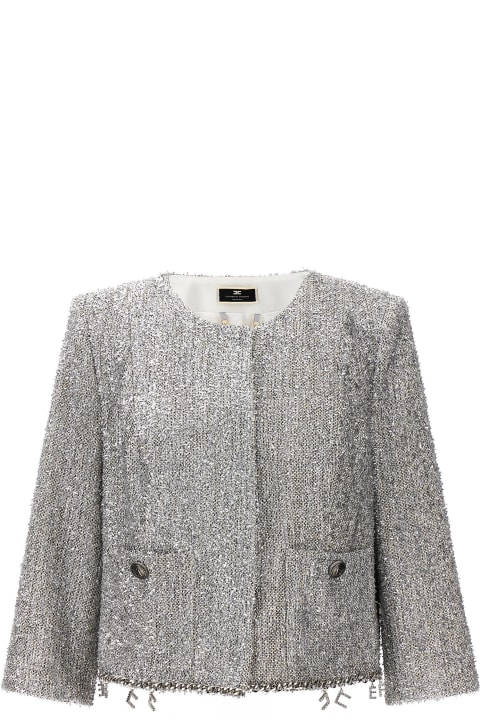 Fashion for Women Elisabetta Franchi Lurex Tweed Cropped Jacket