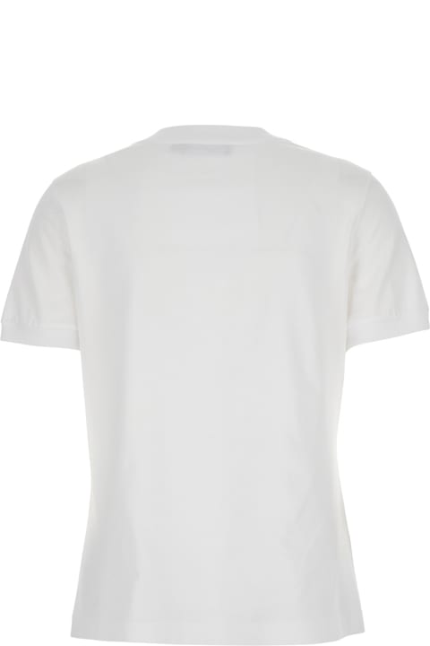 ウィメンズ Dolce & Gabbanaのトップス Dolce & Gabbana White T-shirt With Bow On The Front And Dg Logo In Cotton Woman