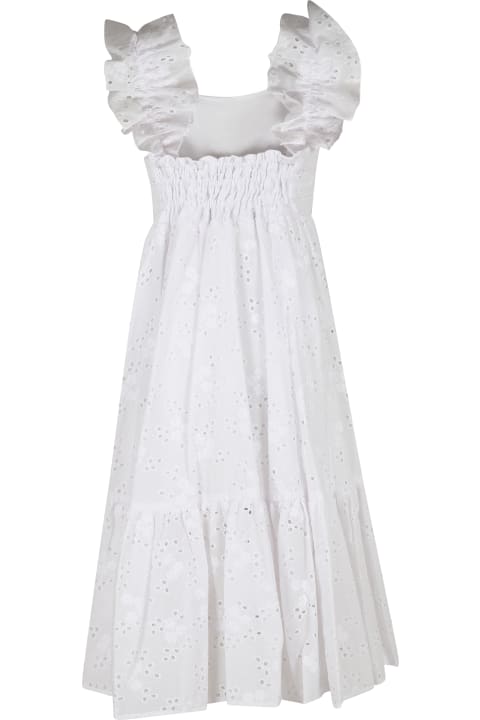 Dresses for Girls Monnalisa White Dress For Girl With Heart