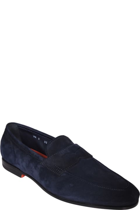 Loafers & Boat Shoes for Men Santoni Carlo Suede Blue Loafer