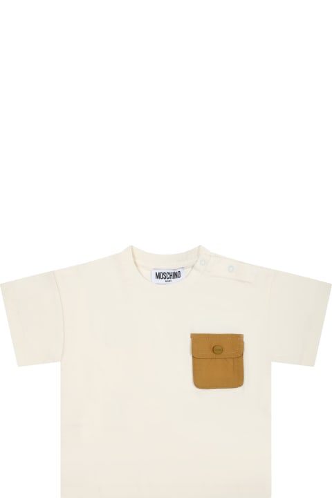 Sale for Baby Boys Moschino Ivory T-shirt For Baby Boy With Pocket