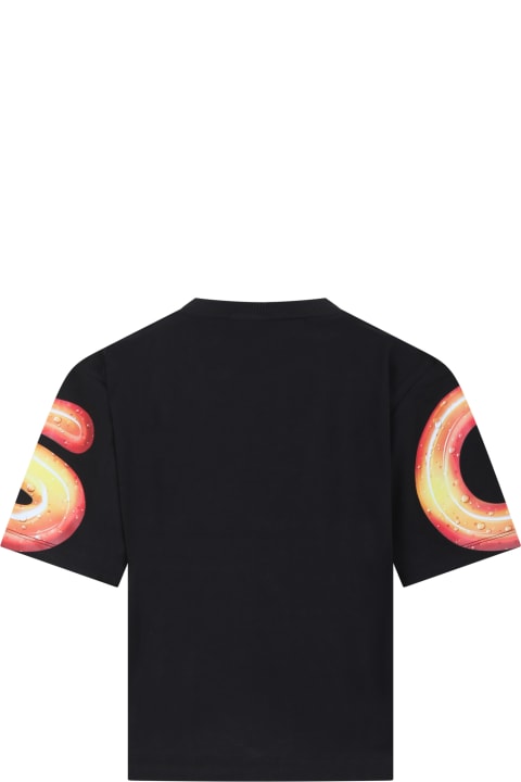 ボーイズ GCDS MiniのTシャツ＆ポロシャツ GCDS Mini Black T-shirt For Kids With Logo