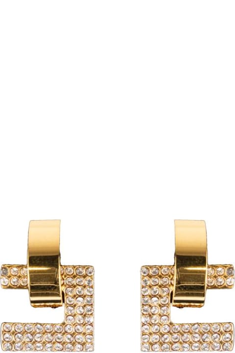 ウィメンズ ジュエリー Elisabetta Franchi Earrings With Logo Rhinestones