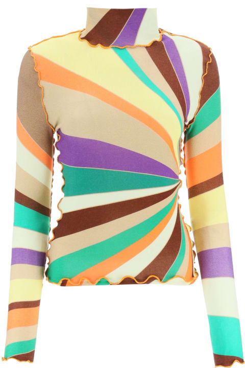 ウィメンズ SIEDRESのニットウェア SIEDRES Multicolored Turtleneck Sweater With Gathered Stitching