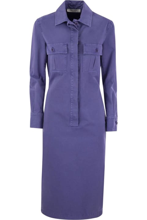Fashion for Women Max Mara Button Detailed Long-sleeved Midi Dress