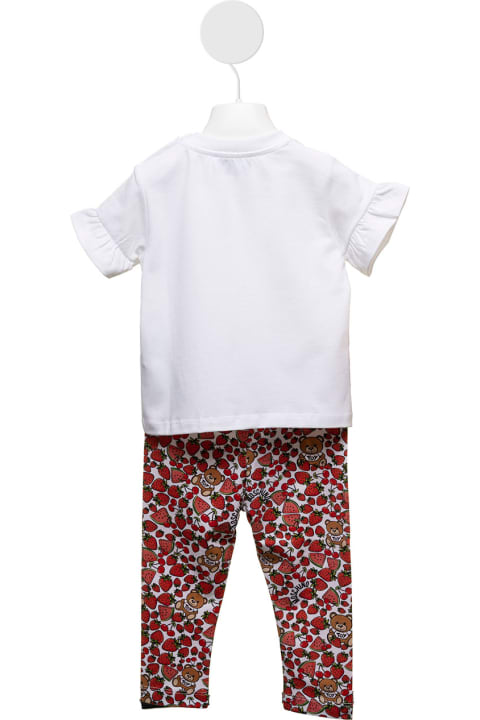 Moschino Kids Girl's Coordinated Cotton Suit With Strawberries Teddy Bear Print