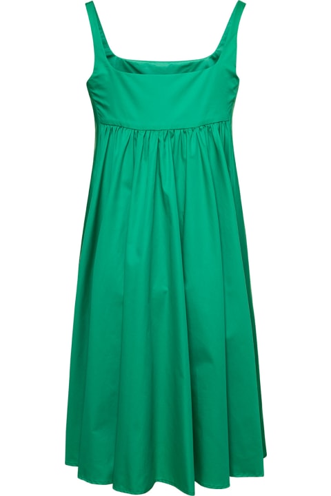 Douuod Dresses for Women Douuod Mini Emerald Green Dress With Square Neckline In Cotton Woman