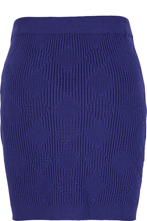 Balmain Skirts for Women Balmain Blue Mini Skirt With Jewel Buttons In Viscose Blend Woman