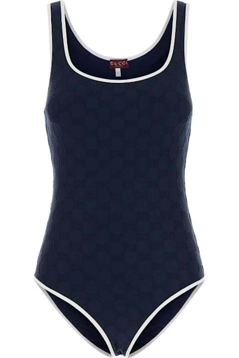 Swimwear for Women Gucci Navy Blue Nylon Stretch Swimsuit