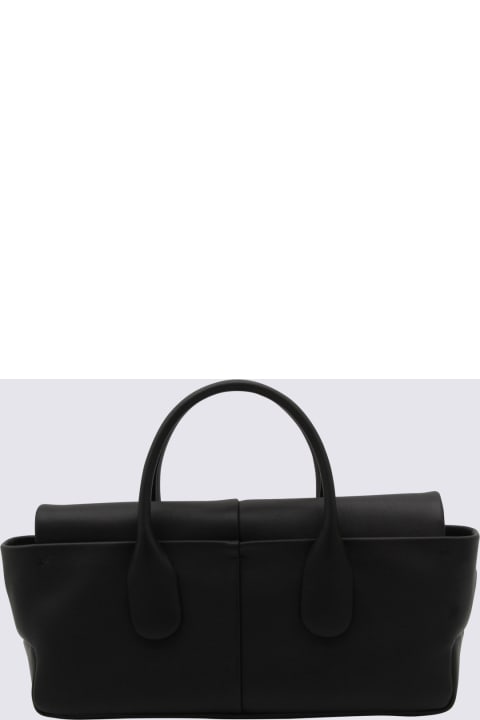 Tod's Totes for Women Tod's Black Leather Reverse Flap Small Top Handle Bag