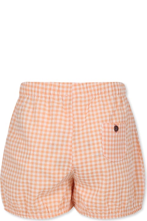 Bottoms for Girls Caffe' d'Orzo Orange Short For Girl With Vichy Print