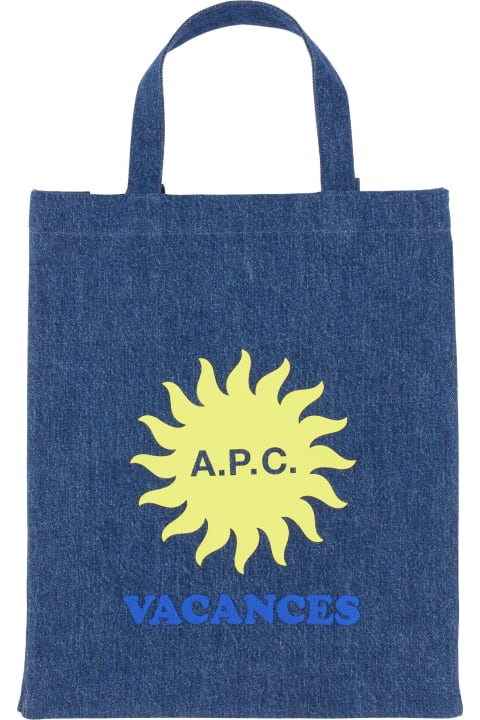 Bags for Men A.P.C. Denim Tote Bag With Print