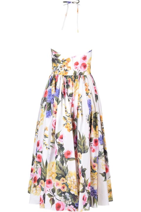Partywear for Women Dolce & Gabbana Garden Print Cotton Poplin Dress