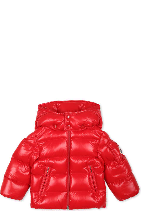 Moncler الملابس لـ رُضع بنات Moncler Red Maya Down Jacket For Babykids With Logo