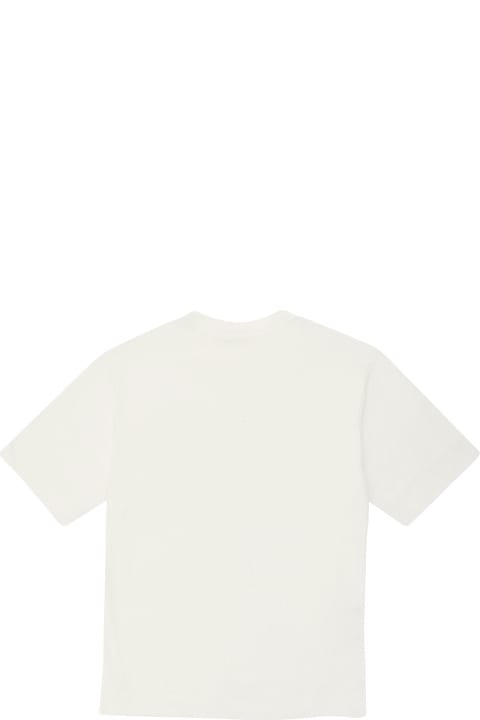Marni for Kids Marni White Crewneck T-shirt With Logo Patch In Cotton Boy