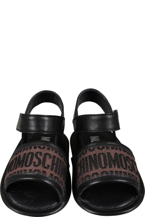 Fashion for Baby Boys Moschino Brown Sandals For Babykids With Logo