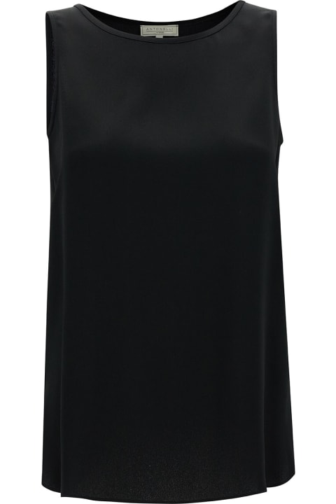 ウィメンズ新着アイテム Antonelli 'perugia' Black Sleeveless Top With U Neckline In Silk Blend Woman