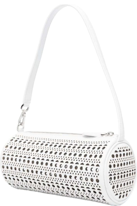 White Leather Tube Bag