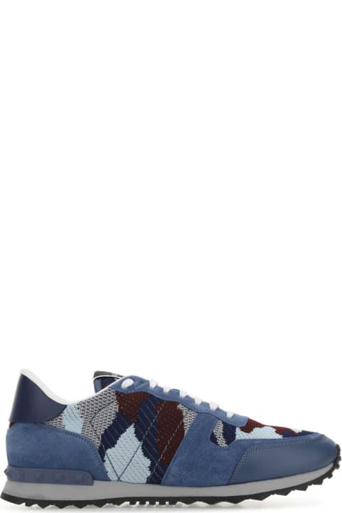Sale for Men Valentino Garavani Multicolor Fabric And Leather Rockrunner Camouflage Sneakers