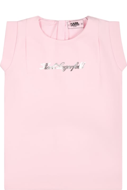 Homeware Karl Lagerfeld Kids Pink Dress For Girl With Logo