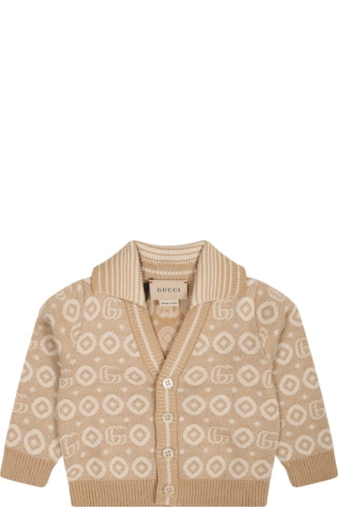 Gucci Clothing for Baby Girls Gucci Beige Cardigan For Boy With Double G