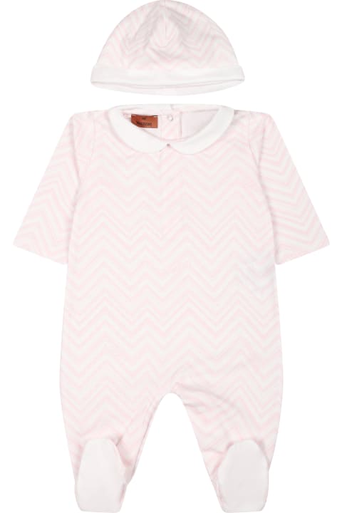 Missoni for Kids Missoni White Suit For Baby Girl With Chevron Pattern