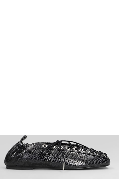 Ganni Ballet Flats In Black Polyester