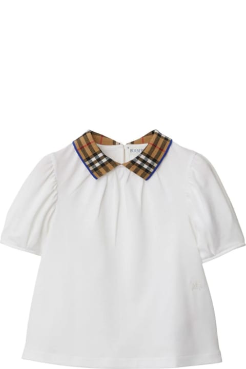 Burberry Topwear for Girls Burberry White Cotton Polo Shirt