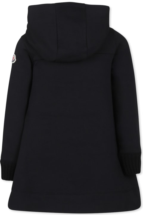 Moncler Dresses for Girls Moncler Black Sweatshirt For Girl With Logo