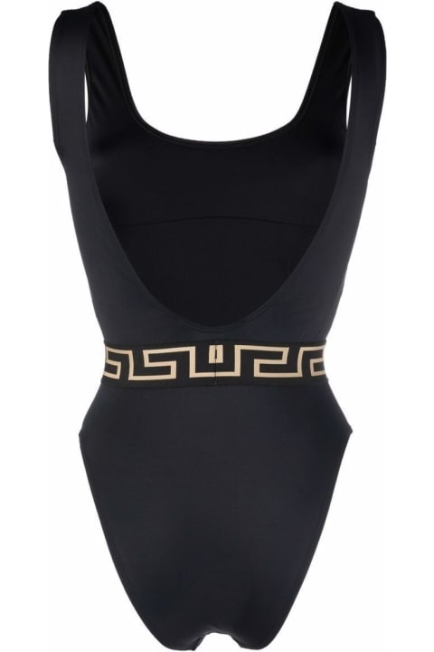 Black Lycra Swimsuit With Greek Detail