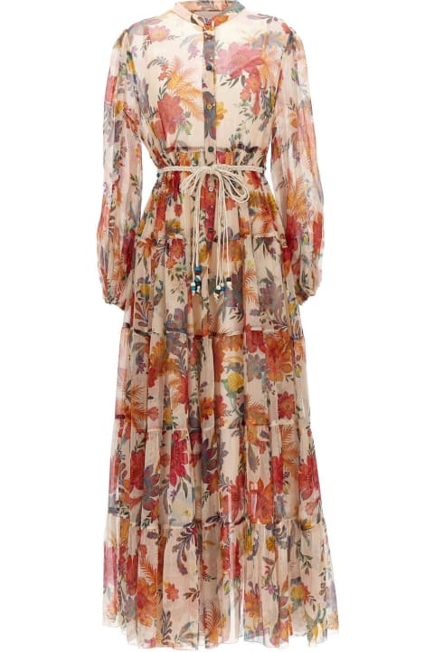 Fashion for Women Zimmermann Ginger Floral Print Tiered Midi Dress