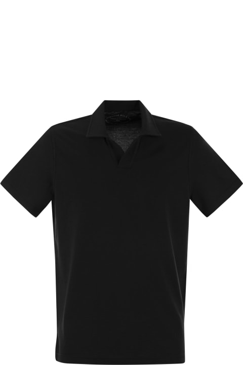 Fedeli for Men Fedeli Cotton Polo Shirt With Open Collar