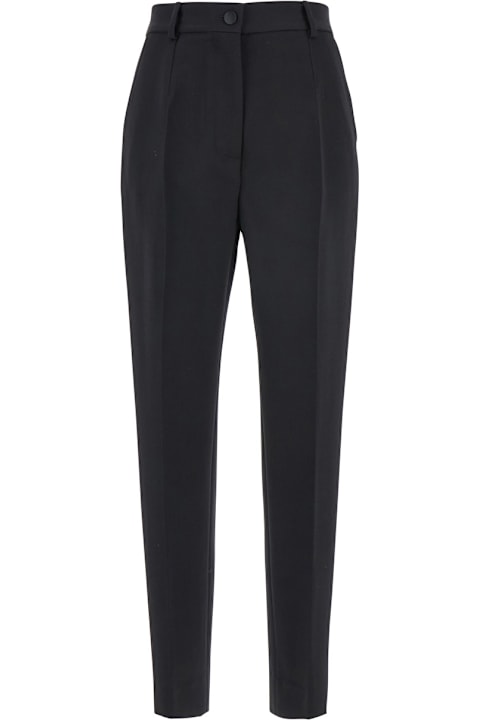 Dolce & Gabbana الملابس لـ السيدات Dolce & Gabbana Black Pants With High Waist And Belt Loops In Wool Woman