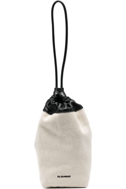 ウィメンズ新着アイテム Jil Sander White Canvas And Leather Handbag Jil Sander Woman