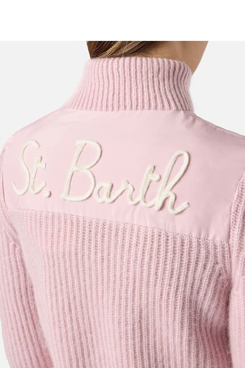 Homeware MC2 Saint Barth Rosental Pink Padded Jacket With Knitted Sleeves