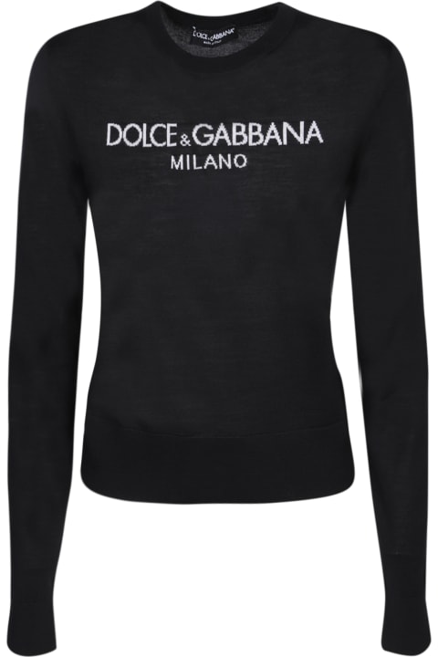 Dolce & Gabbana Sweaters for Women Dolce & Gabbana Inlay Logo Black Sweater