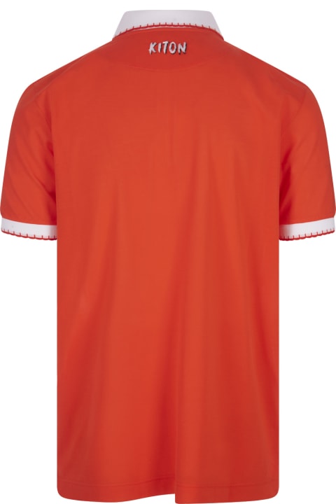 メンズ トップス Kiton Orange Piqué Polo Shirt With Zip