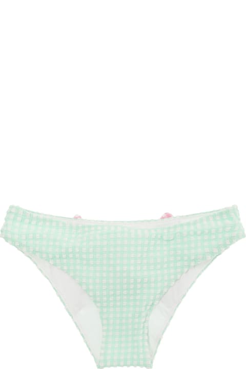 Fashion for Kids MC2 Saint Barth Aqua Green Polka-dots Bikini Bottom With Maxi Bow In Stretch Fabric Baby