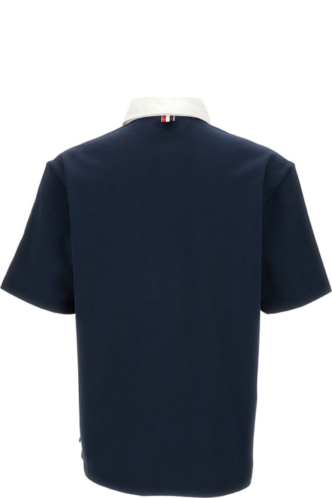 Thom Browne Topwear for Men Thom Browne Short Sleeve Rugby Polo In Heavy Jersey W/cotton Twill Combo