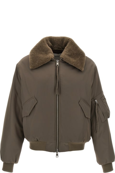 Ami Alexandre Mattiussi Coats & Jackets for Men Ami Alexandre Mattiussi Sheepskin Collar Bomber Jacket