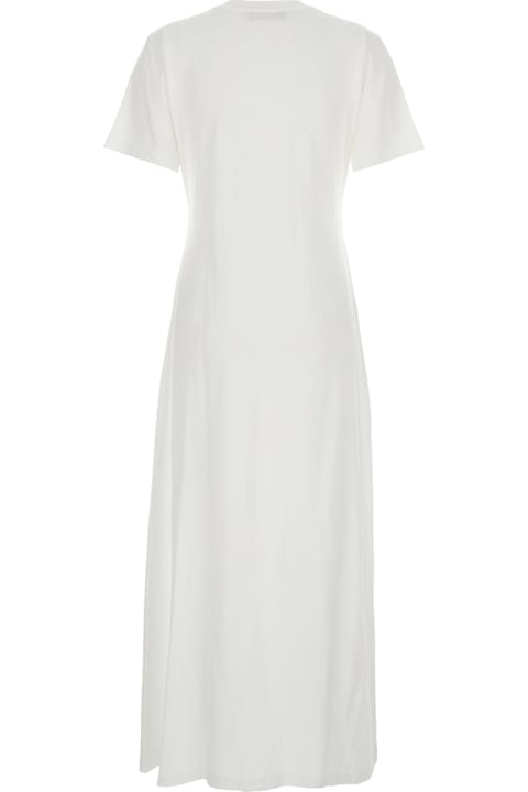 Jucca Clothing for Women Jucca White Dress With Round Neck And Front Single Slit In Cotton Woman